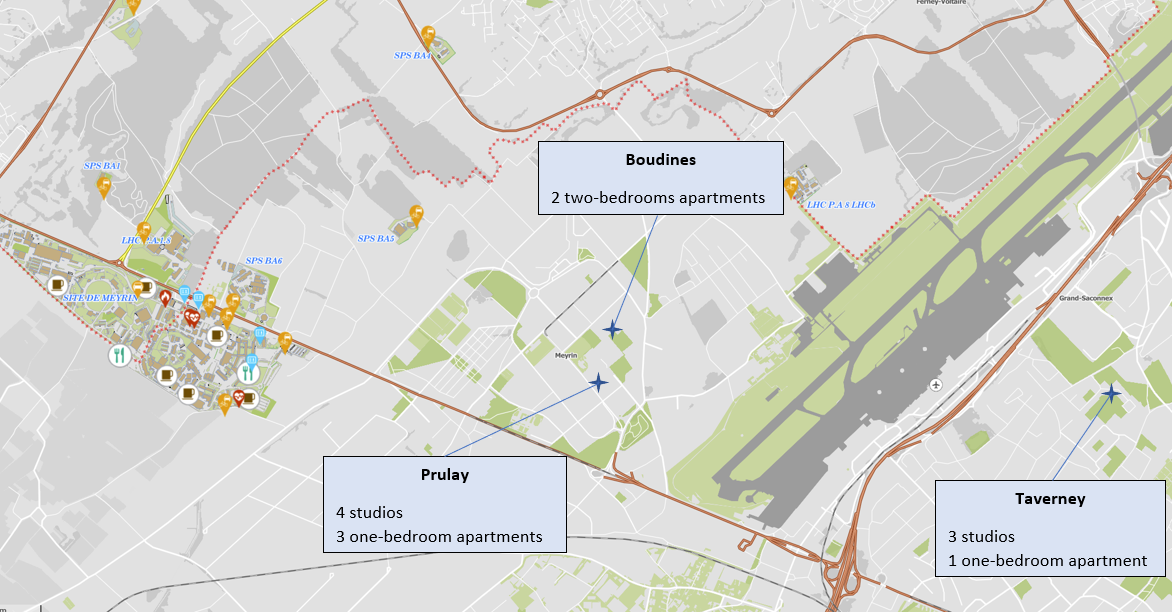 View of the apartments on the local map